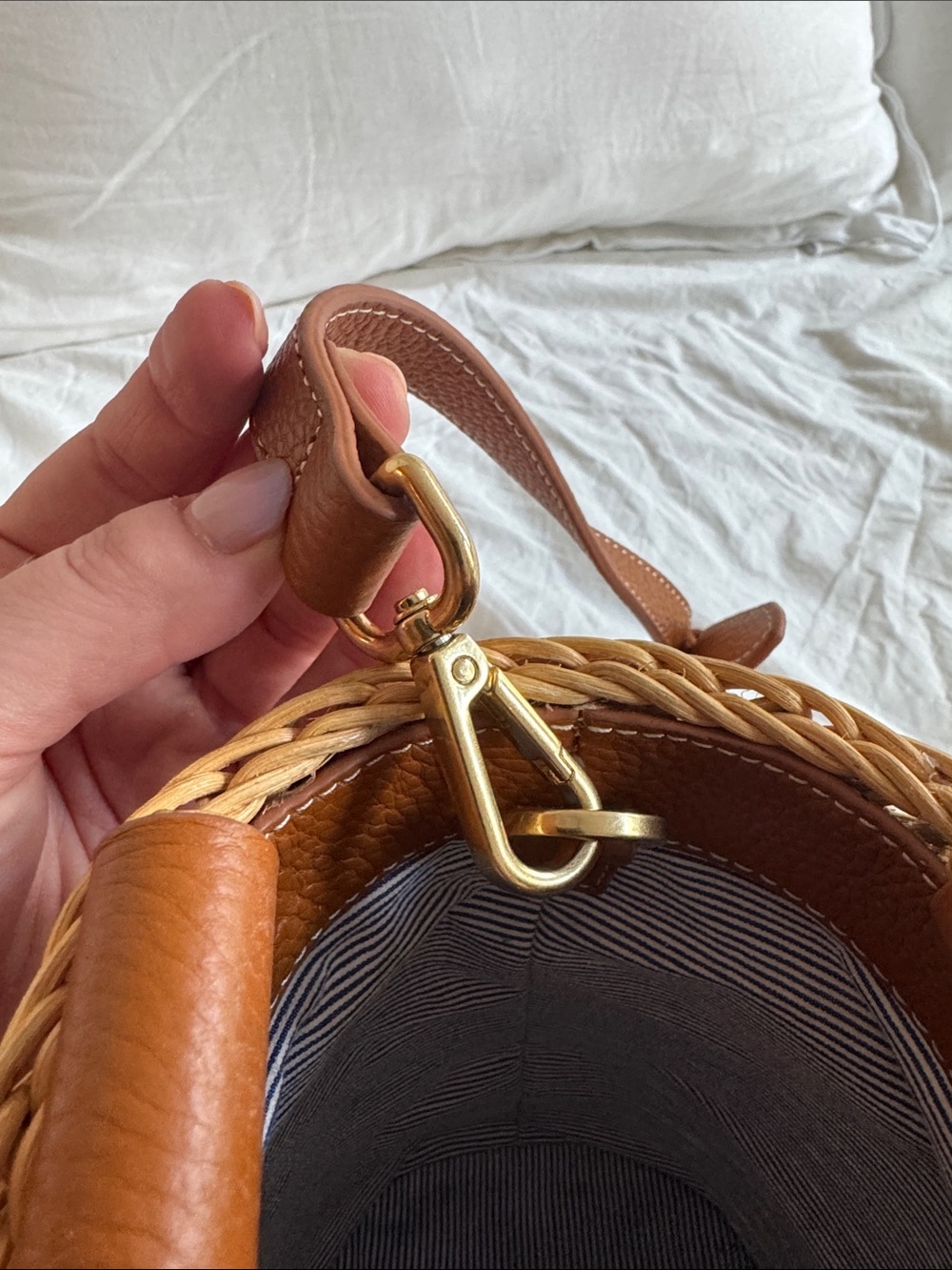 J. McLaughlin Wicker Rattan Handbag with Bamboo Handles - Picture 6 of 6